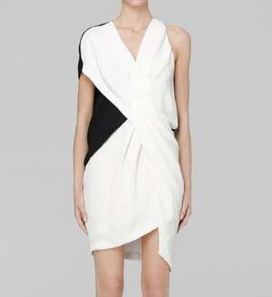 Helmut Lang Sugar Asymmetrical Draped Grecian Silk Blend Mini Dress 6